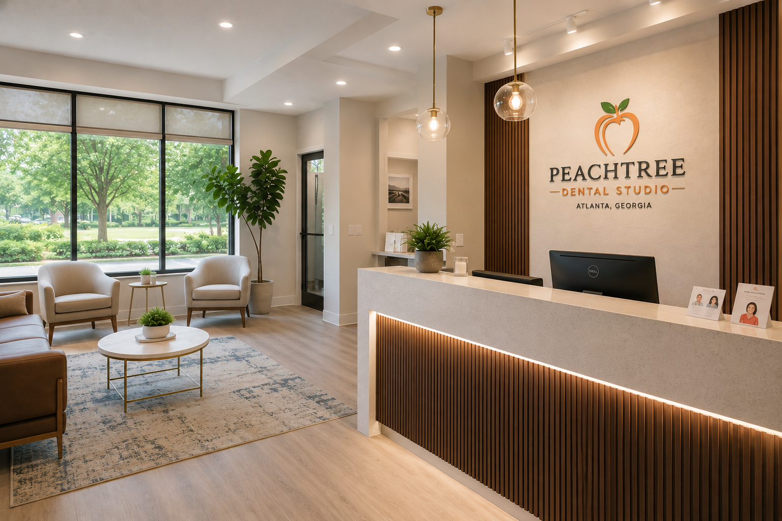 Peachtree Dental Studio reception and lounge in Atlanta